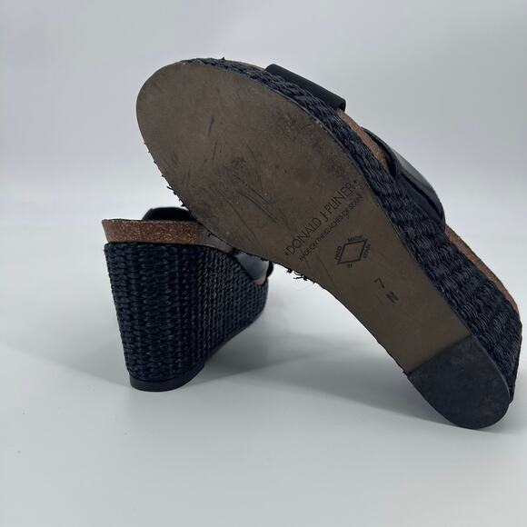 Donald J Pliner Bosna Black Criss-Cross Wedge Slide Sandals Platform Womens 7 - Picture 10 of 11